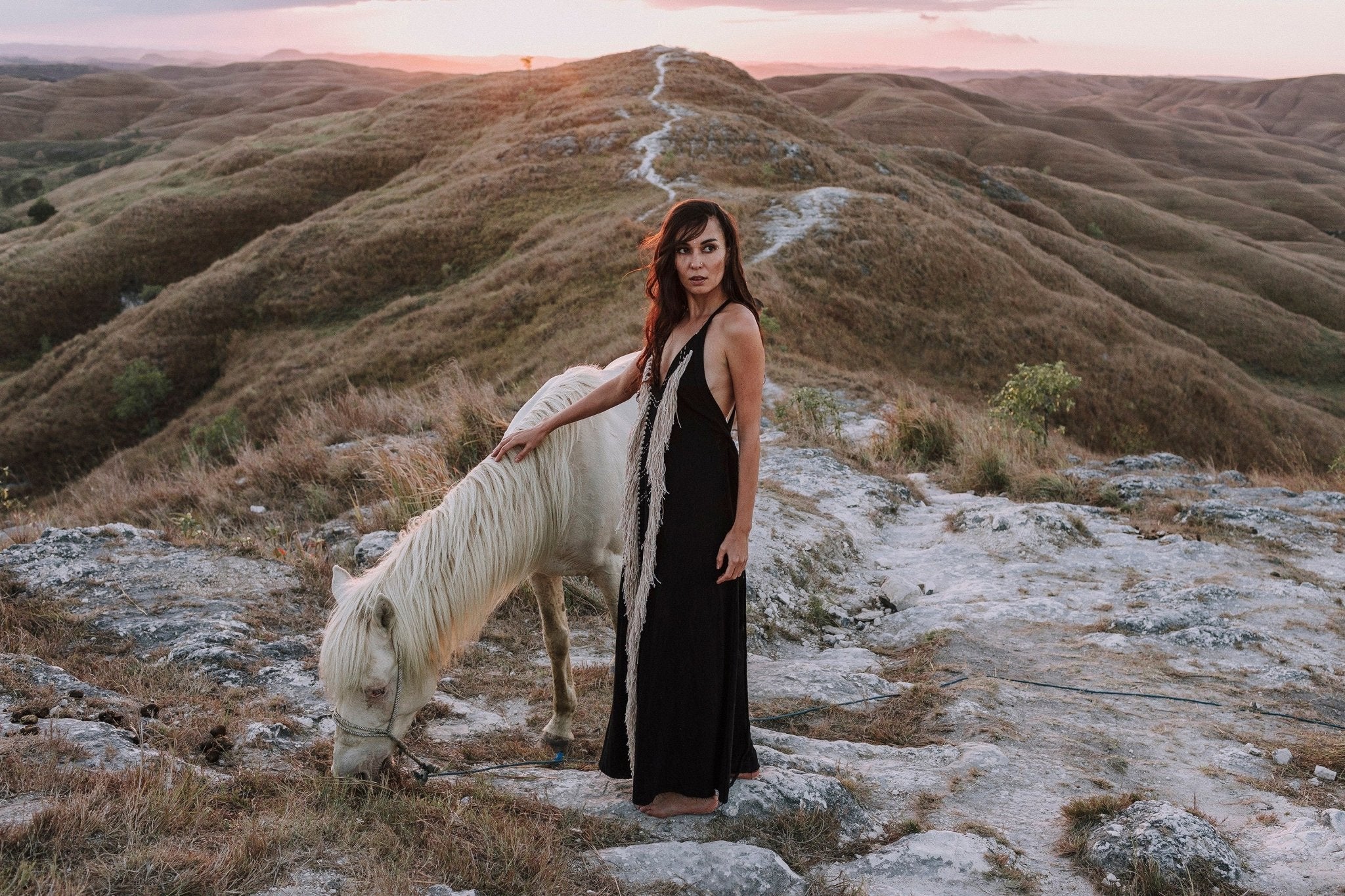 Black Cotton Long Maxi Dress • Open Back Goddess Dress - AYA Sacred Wear