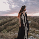 Black Cotton Long Maxi Dress • Open Back Goddess Dress - AYA Sacred Wear