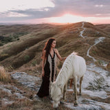 Black Cotton Long Maxi Dress • Open Back Goddess Dress - AYA Sacred Wear