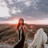 Black Cotton Long Maxi Dress • Open Back Goddess Dress - AYA Sacred Wear