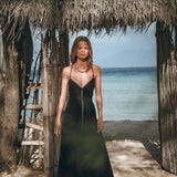 Black Cotton Slip Dress with Hand Embroidery - AYA Sacred Wear