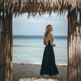 Black Cotton Slip Dress with Hand Embroidery - AYA Sacred Wear