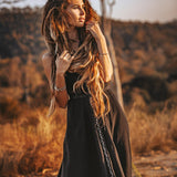 Black Cotton Slip Dress with Hand Embroidery - AYA Sacred Wear