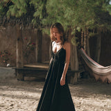 Black Cotton Slip Dress with Hand Embroidery - AYA Sacred Wear