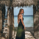 Black Cotton Slip Dress with Hand Embroidery - AYA Sacred Wear