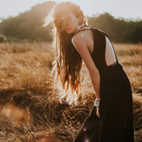 Black Cotton Wedding Dress, Evening Boho Prom Dress - AYA Sacred Wear