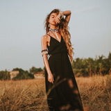 Black Cotton Wedding Dress, Evening Boho Prom Dress - AYA Sacred Wear
