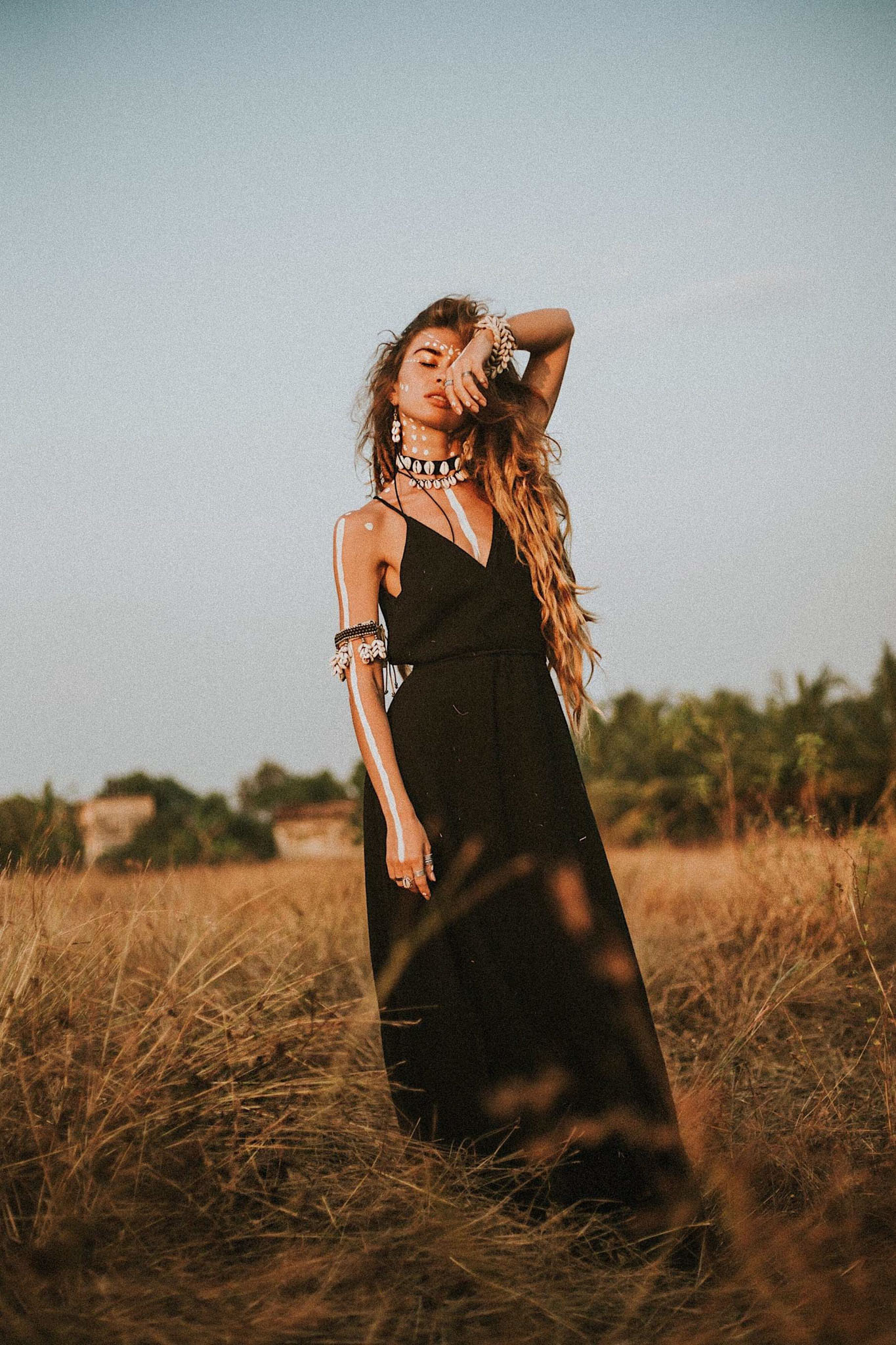 Black Cotton Wedding Dress, Evening Boho Prom Dress - AYA Sacred Wear