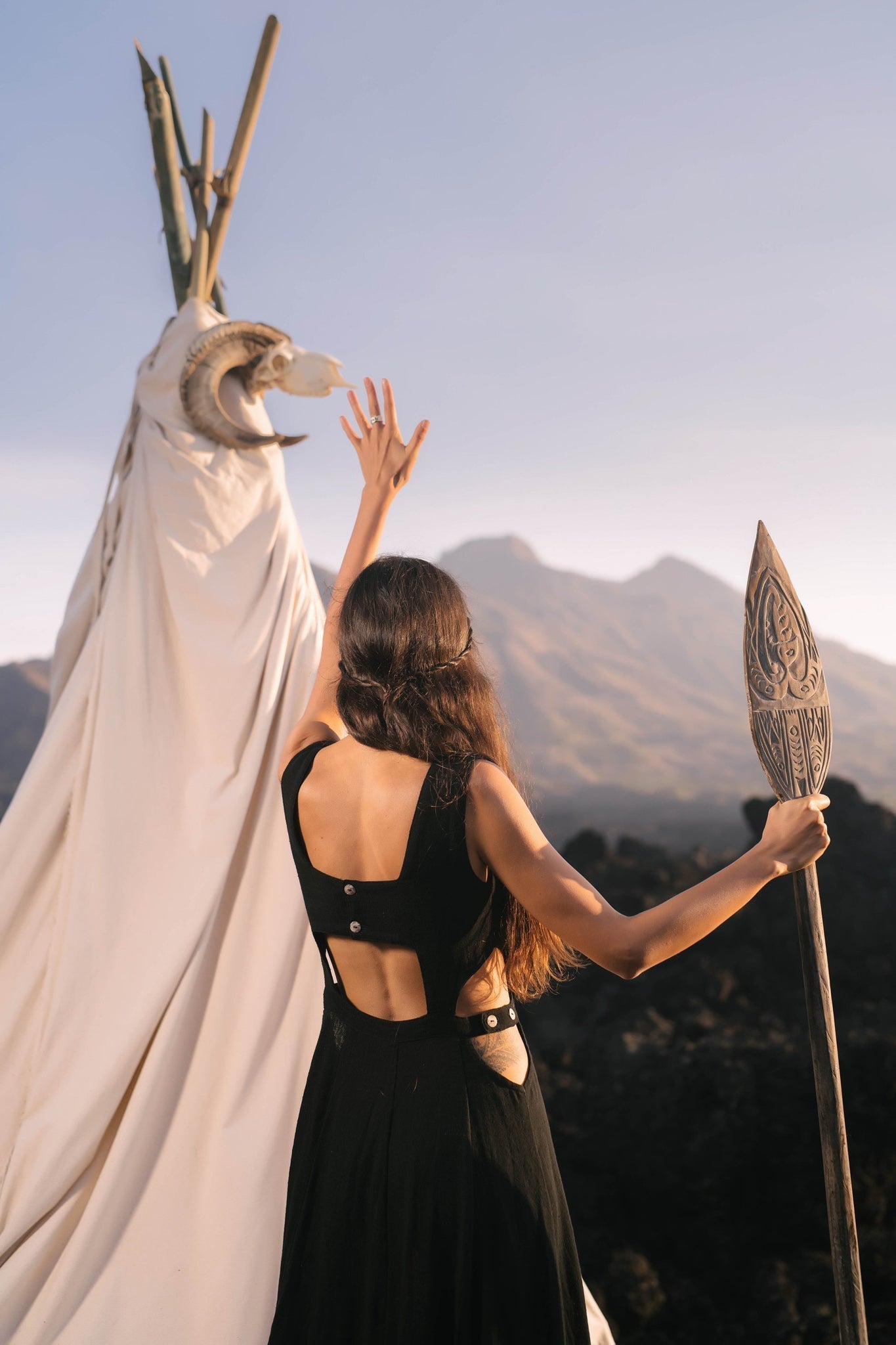 Black Evening Boho Bohemian Maxi Dress - AYA Sacred Wear