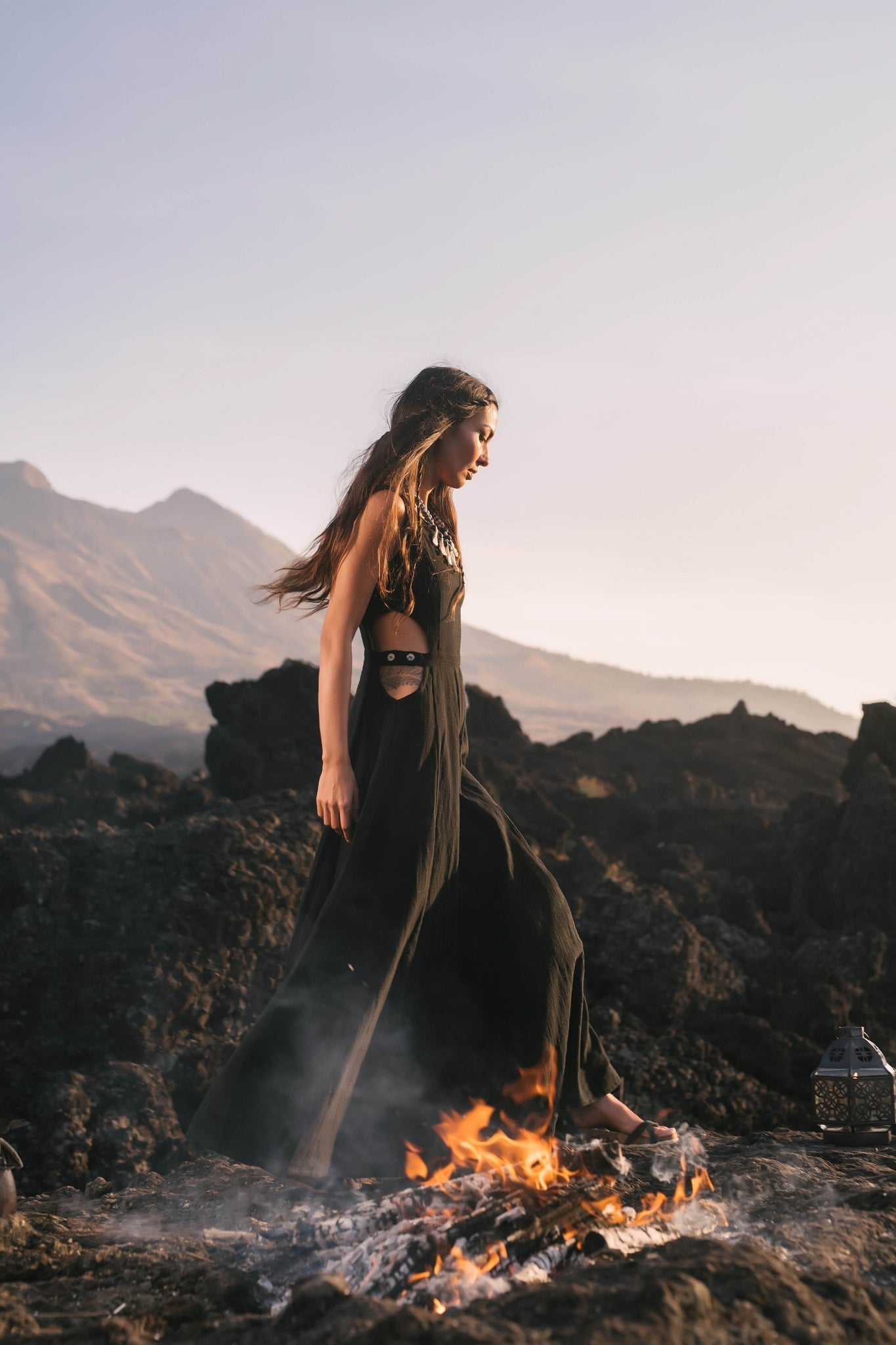 Black Evening Boho Bohemian Maxi Dress - AYA Sacred Wear