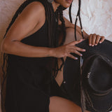 Black Goddess Dress • Organic Gothic Stylish Dress • Empire Waist Dress - AYA Sacred Wear