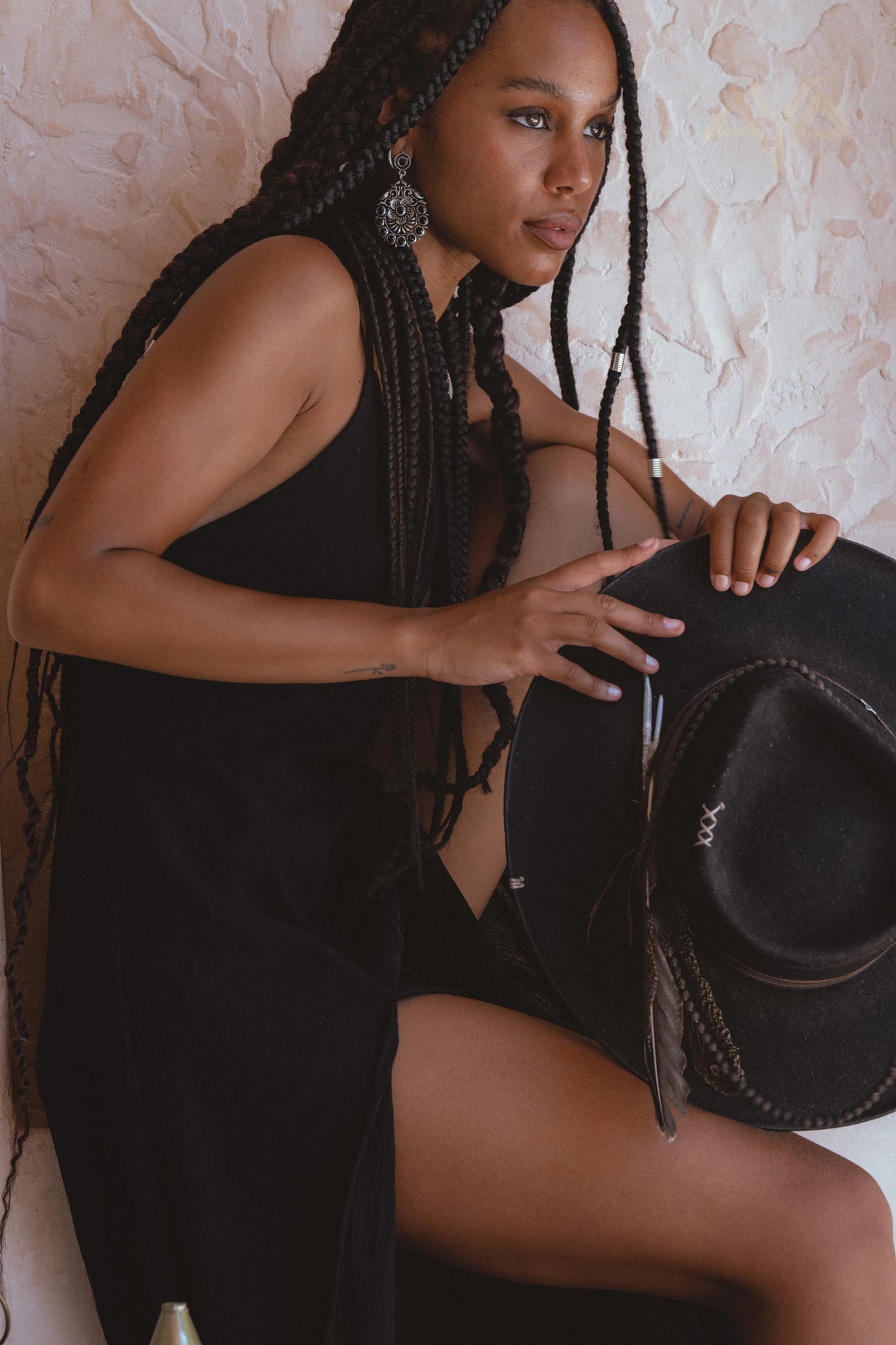 Black Goddess Dress • Organic Gothic Stylish Dress • Empire Waist Dress - AYA Sacred Wear