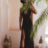 Black Goddess Dress • Organic Gothic Stylish Dress • Empire Waist Dress - AYA Sacred Wear