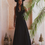 Black Goddess Dress • Organic Gothic Stylish Dress • Empire Waist Dress - AYA Sacred Wear