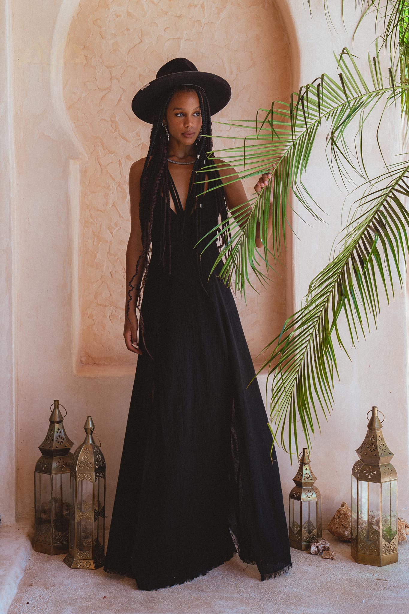 Black Goddess Dress • Organic Gothic Stylish Dress • Empire Waist Dress - AYA Sacred Wear