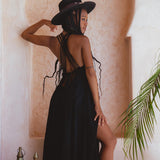 Black Goddess Dress • Organic Gothic Stylish Dress • Empire Waist Dress - AYA Sacred Wear