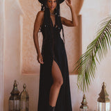 Black Goddess Dress • Organic Gothic Stylish Dress • Empire Waist Dress - AYA Sacred Wear