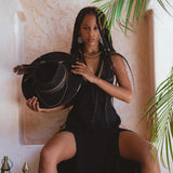 Black Goddess Dress • Organic Gothic Stylish Dress • Empire Waist Dress - AYA Sacred Wear
