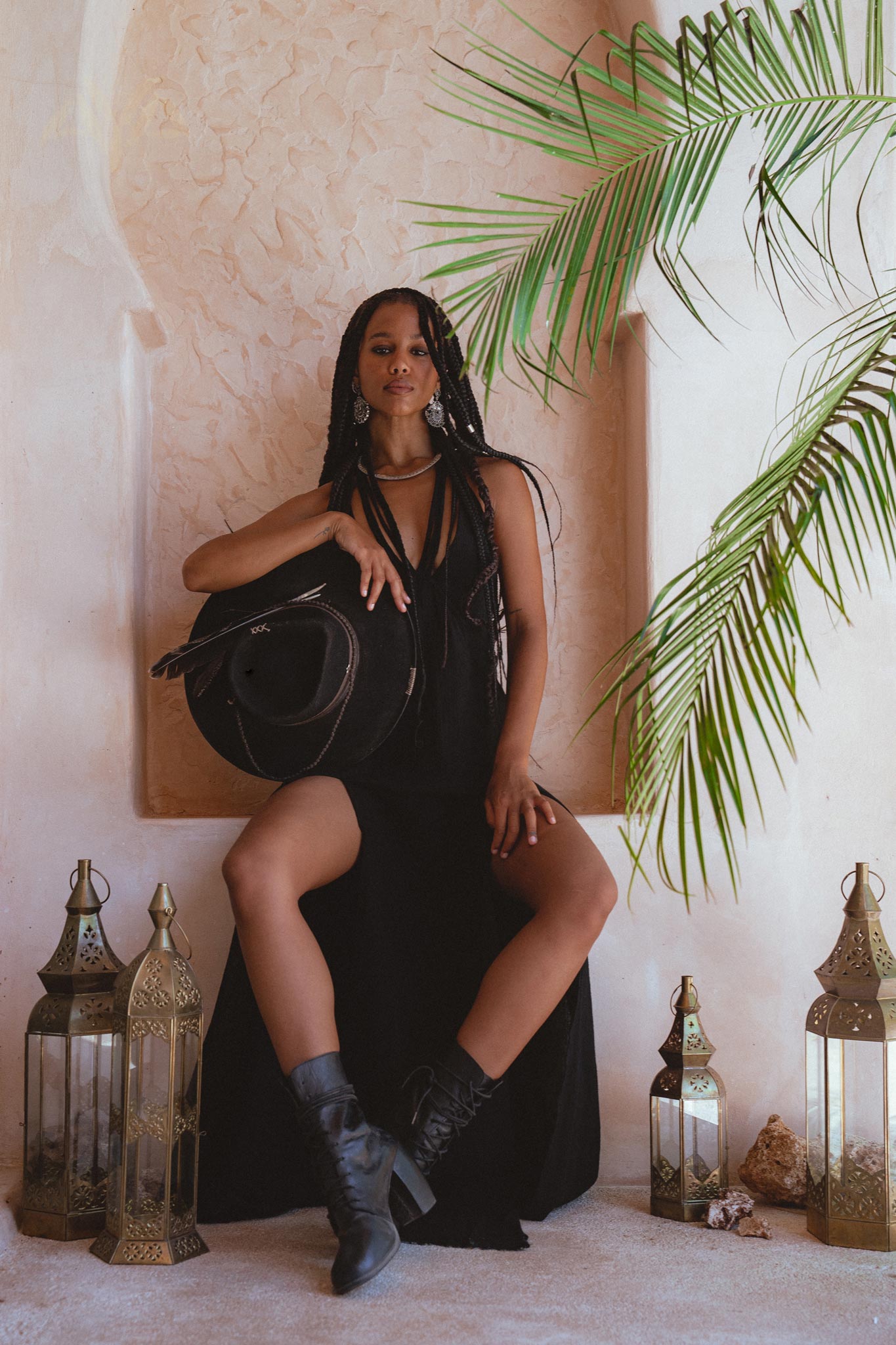 Black Goddess Dress • Organic Gothic Stylish Dress • Empire Waist Dress - AYA Sacred Wear