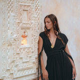 Black Goddess Macrame Dress • Boho Macrame Organic Wedding Dress - AYA Sacred Wear