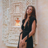 Black Goddess Macrame Dress • Boho Macrame Organic Wedding Dress - AYA Sacred Wear