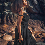 Black Greek Goddess Prom Boho Evening Dress - AYA Sacred Wear