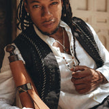 Black Hand Embroidered Vest for Men - AYA Sacred Wear