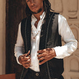 Black Hand Embroidered Vest for Men - AYA Sacred Wear