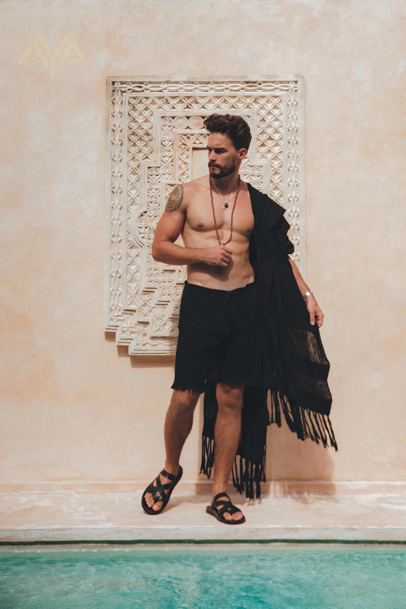 Black Hand Loomed Boho Fringed Sarong - AYA Sacred Wear