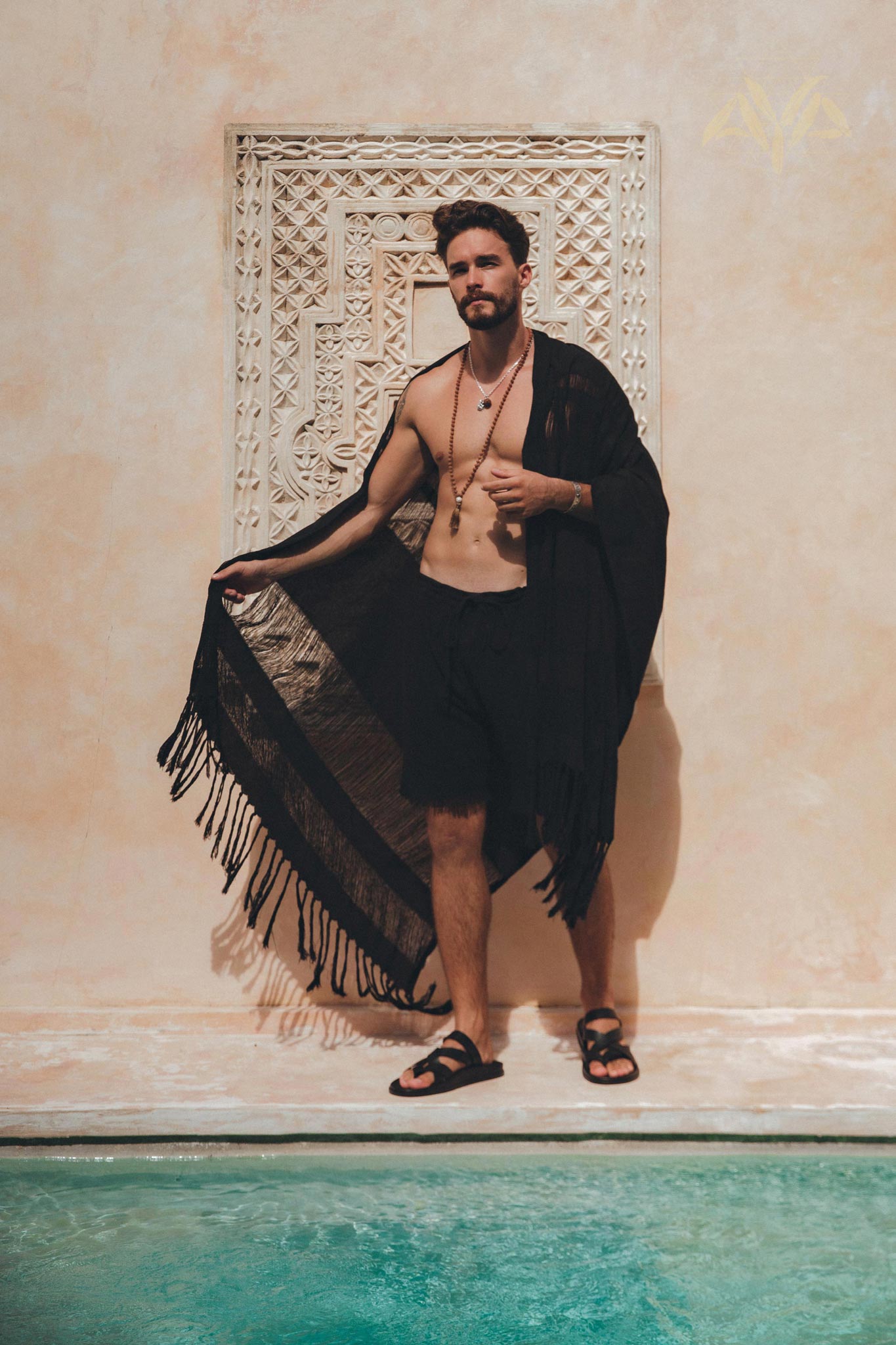 Black Hand Loomed Boho Fringed Sarong - AYA Sacred Wear