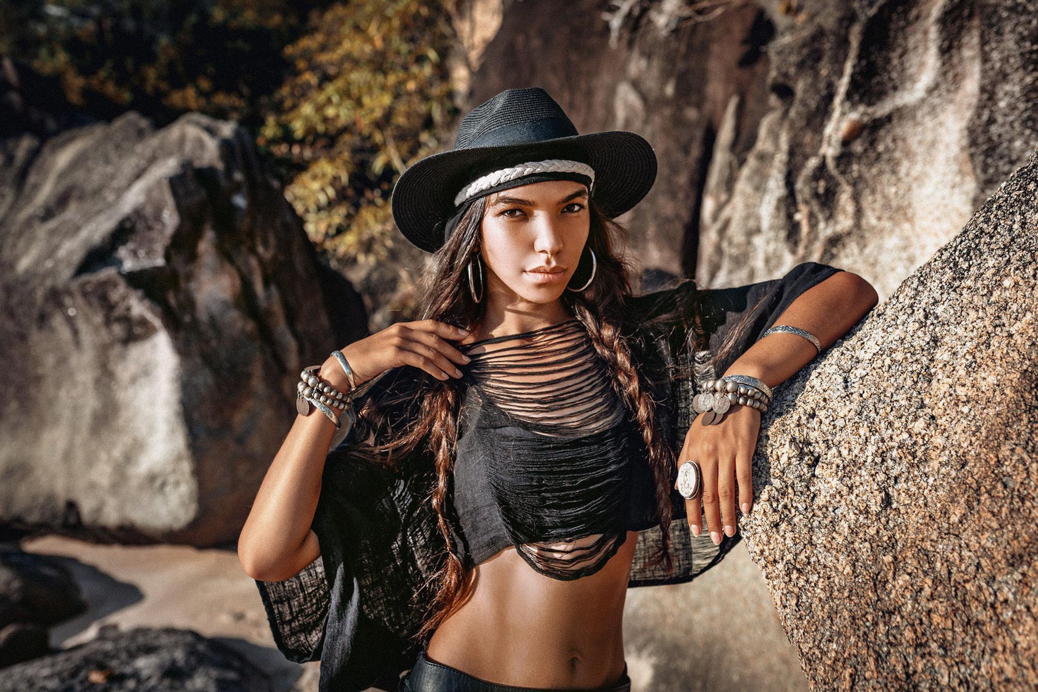 Black Hand Loomed Raw Cotton Top Bohemian Tribal Clothing - AYA Sacred Wear