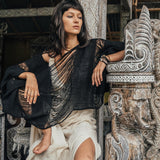 Black Hand Loomed Raw Cotton Top Bohemian Tribal Clothing - AYA Sacred Wear