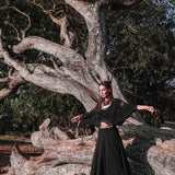 Black Hand Loomed Raw Cotton Top Bohemian Tribal Clothing - AYA Sacred Wear