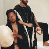 Black Handwoven Cotton Boho Poncho - AYA Sacred Wear
