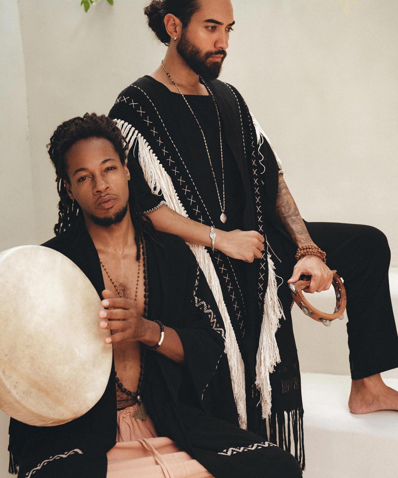 Black Handwoven Cotton Boho Poncho - AYA Sacred Wear