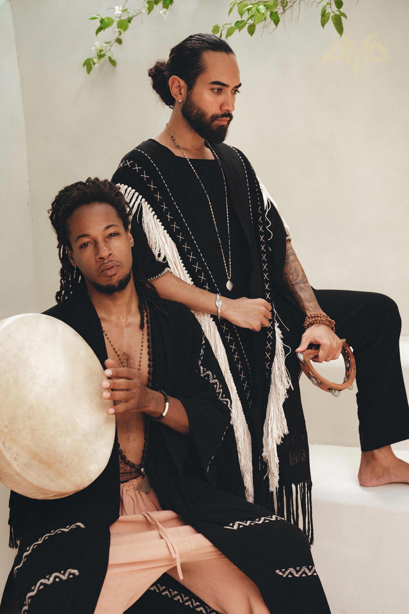 Black Handwoven Cotton Boho Poncho - AYA Sacred Wear