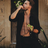 Black Handwoven Cotton Oversized Shirt for Men - AYA Sacred Wear
