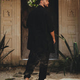 Black Handwoven Cotton Oversized Shirt for Men - AYA Sacred Wear