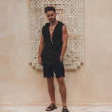 Black Handwoven Cotton Shorts for Men - AYA Sacred Wear