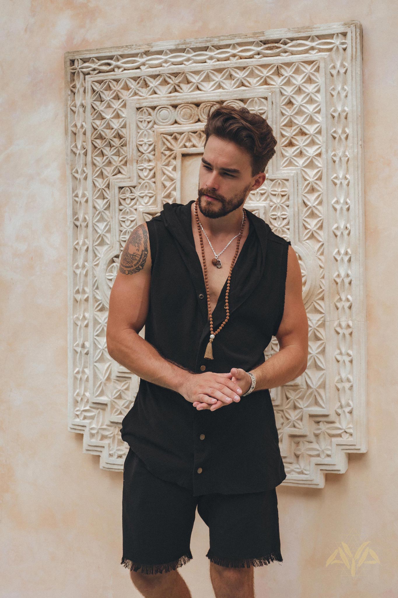 Black Handwoven Cotton Shorts for Men - AYA Sacred Wear