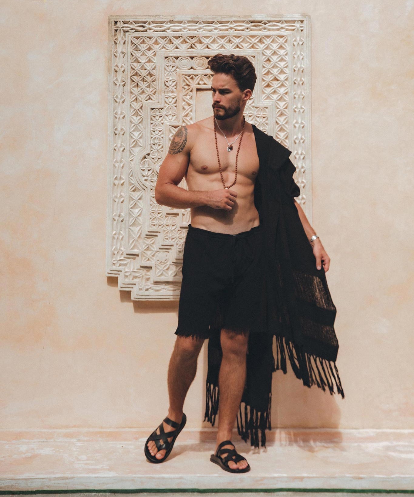 Black Handwoven Cotton Shorts for Men - AYA Sacred Wear