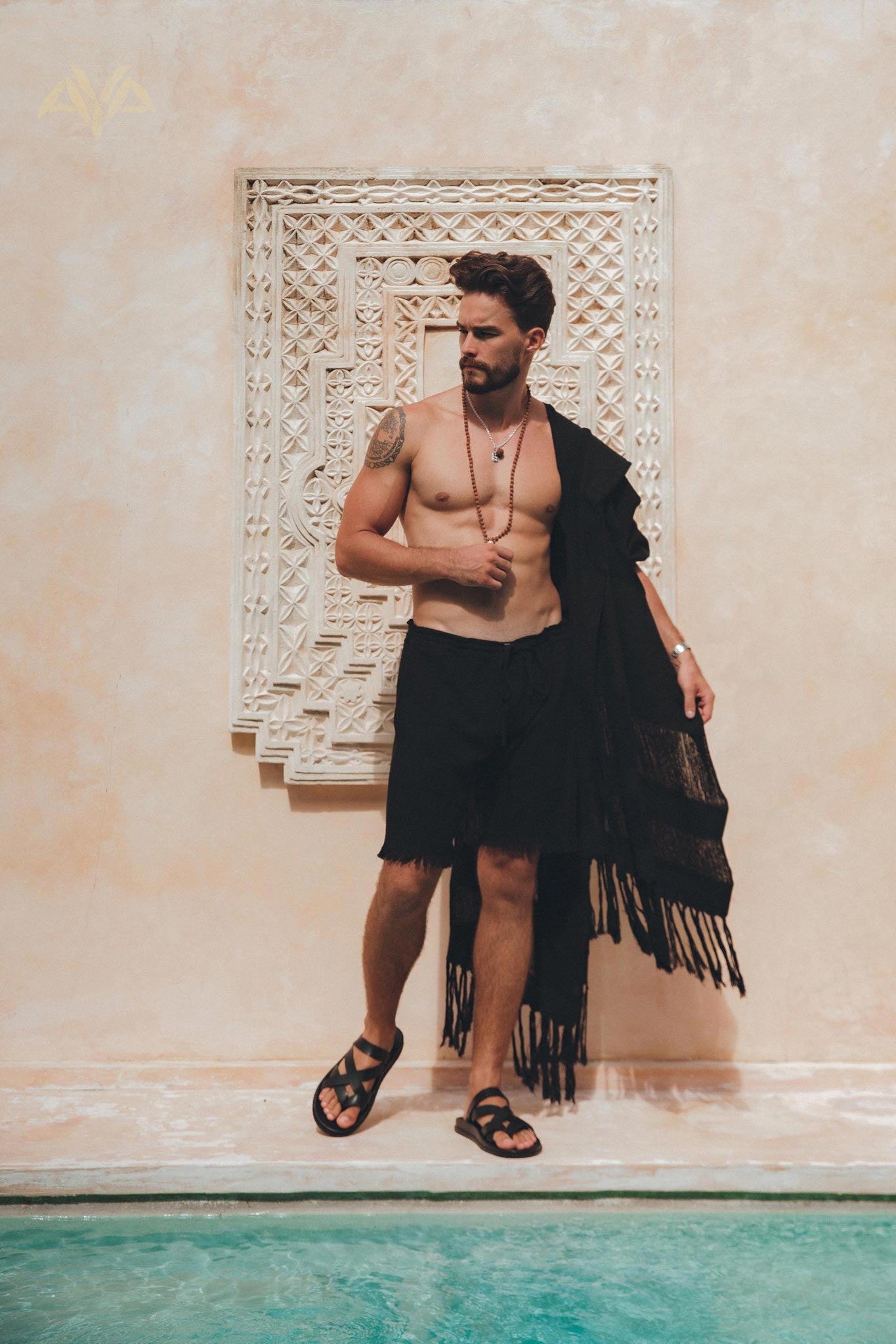 Black Handwoven Cotton Shorts for Men - AYA Sacred Wear