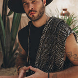 Black Handwoven Cotton Sleeveless Hoody for Men - AYA Sacred Wear