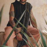 Black Handwoven Cotton Sleeveless Hoody for Men - AYA Sacred Wear