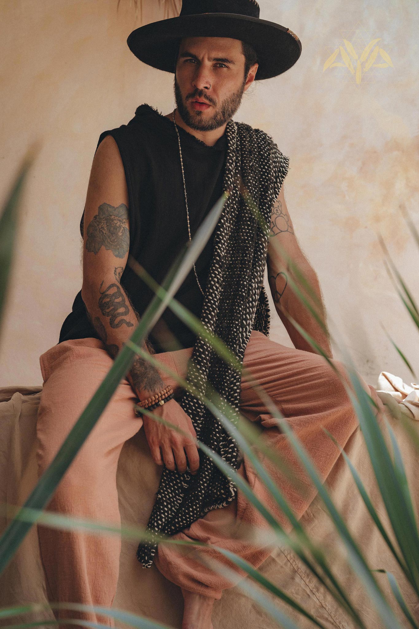 Black Handwoven Cotton Sleeveless Hoody for Men - AYA Sacred Wear