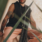 Black Handwoven Cotton Sleeveless Hoody for Men - AYA Sacred Wear
