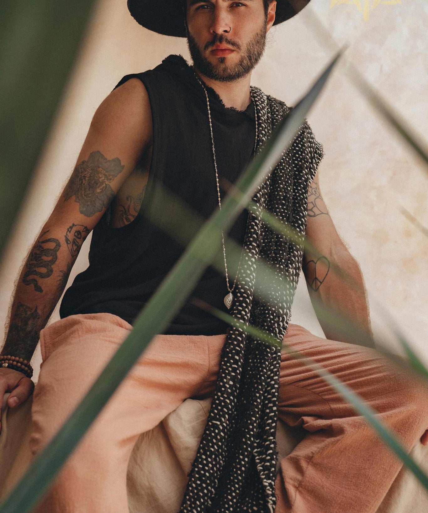 Black Handwoven Cotton Sleeveless Hoody for Men - AYA Sacred Wear