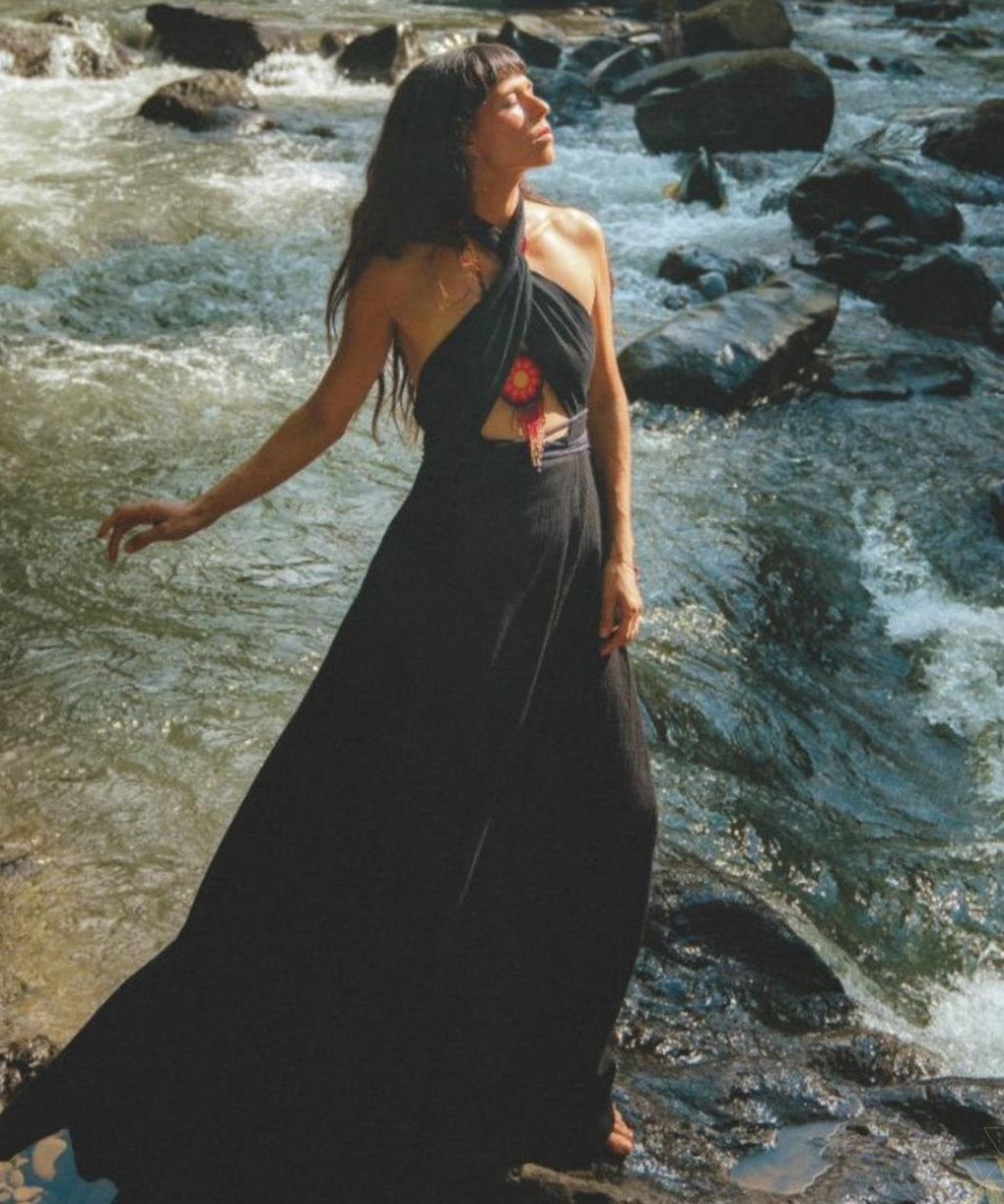 Black Harmonia Dress • Adjustable Dress • Gothic Sexy Dress • Fairy of the River Dress - AYA Sacred Wear