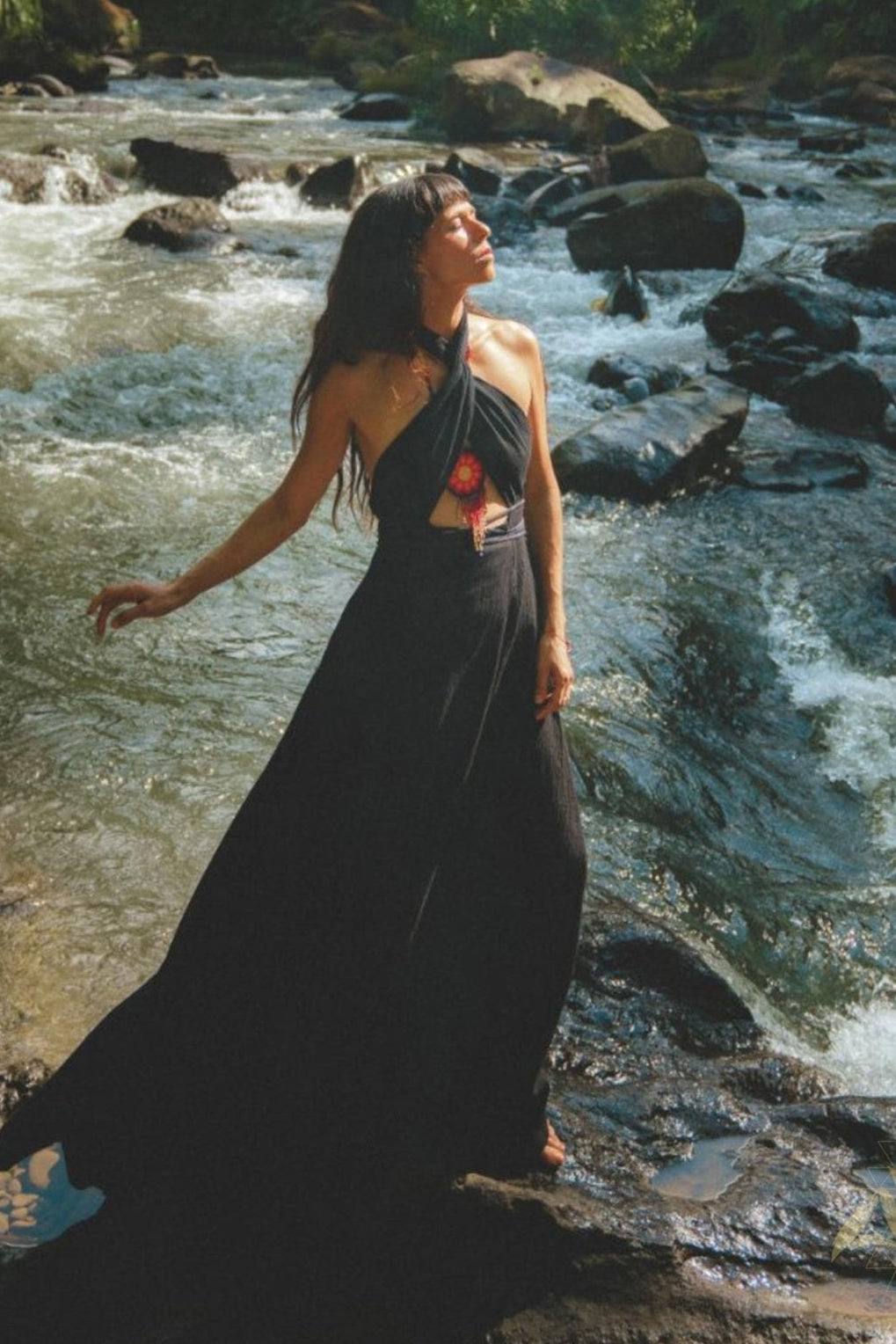 Black Harmonia Dress • Adjustable Dress • Gothic Sexy Dress • Fairy of the River Dress - AYA Sacred Wear