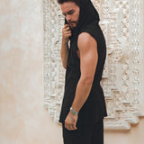 Black Hooded Vest Waistcoat for Men - AYA Sacred Wear
